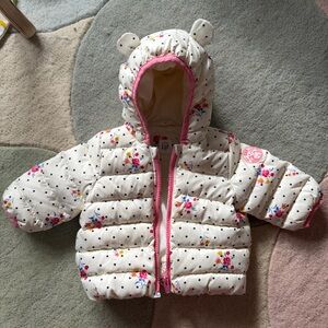 GAP Kids Floral Puffer Jacket - Cream and Pink